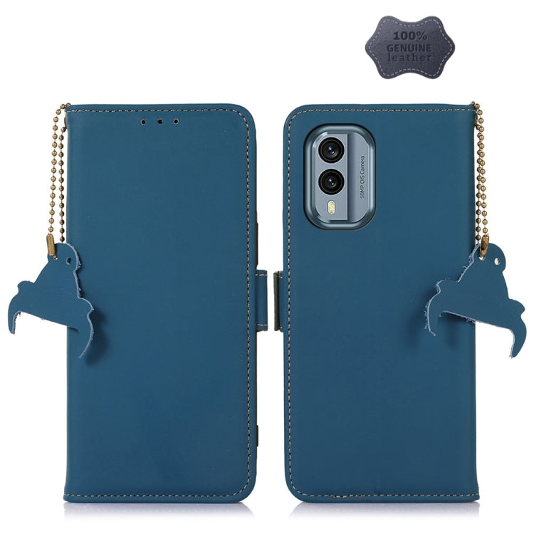 For Nokia X30 5G Genuine Leather Magnetic RFID Leather Phone Case(Blue) - Nokia Cases by PMC TechLife | Online Shopping South Africa | PMC TechLife | Buy Now Pay Later Mobicred