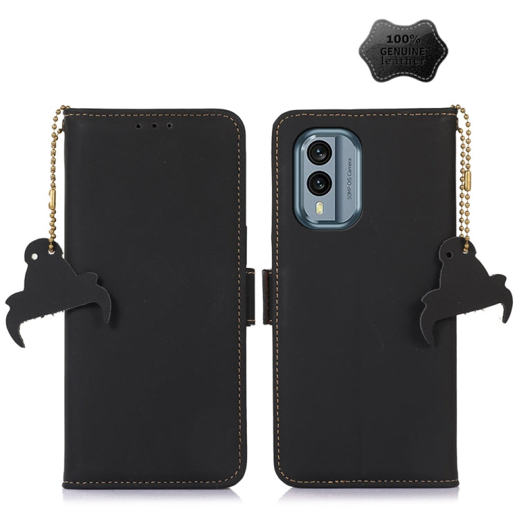 For Nokia X30 5G Genuine Leather Magnetic RFID Leather Phone Case(Black) - Nokia Cases by PMC TechLife | Online Shopping South Africa | PMC TechLife | Buy Now Pay Later Mobicred