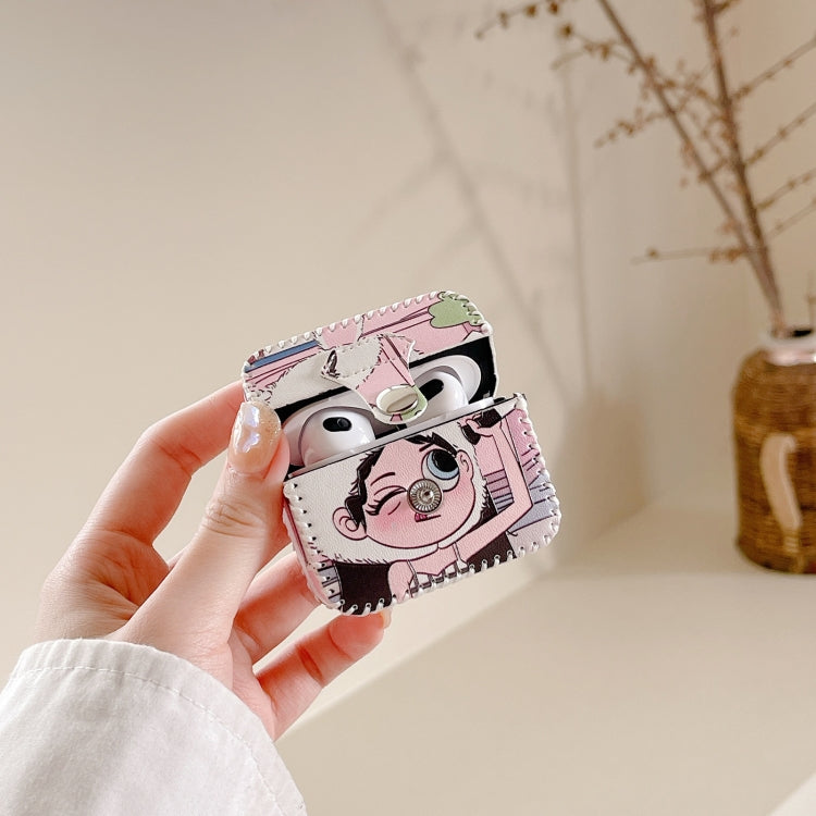 For AirPods Pro Wearing Hat Girl Pattern PU Leather Wireless Earphone Case - free shipping - PMC Jewellery - Order now!