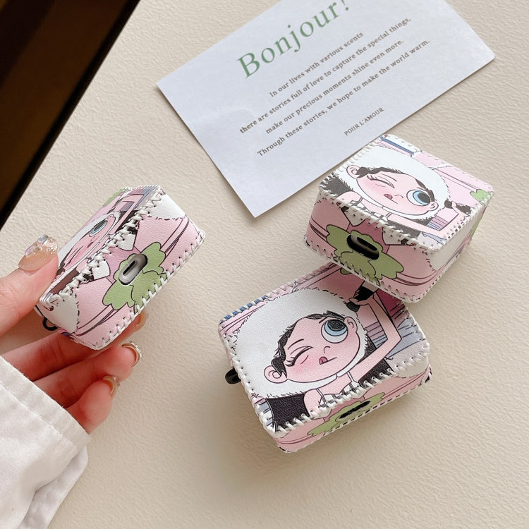 For AirPods 3 Wearing Hat Girl Pattern PU Leather Wireless Earphone Case - For AirPods 3 by PMC Jewellery | Online Shopping South Africa | PMC Jewellery | Buy Now Pay Later Mobicred