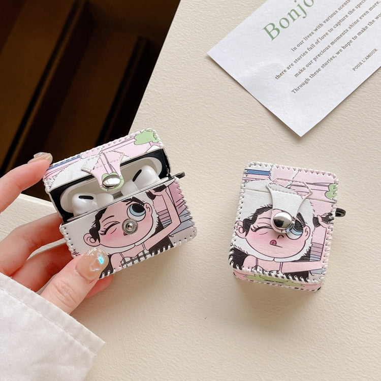 For AirPods 3 Wearing Hat Girl Pattern PU Leather Wireless Earphone Case - For AirPods 3 by PMC Jewellery | Online Shopping South Africa | PMC Jewellery | Buy Now Pay Later Mobicred