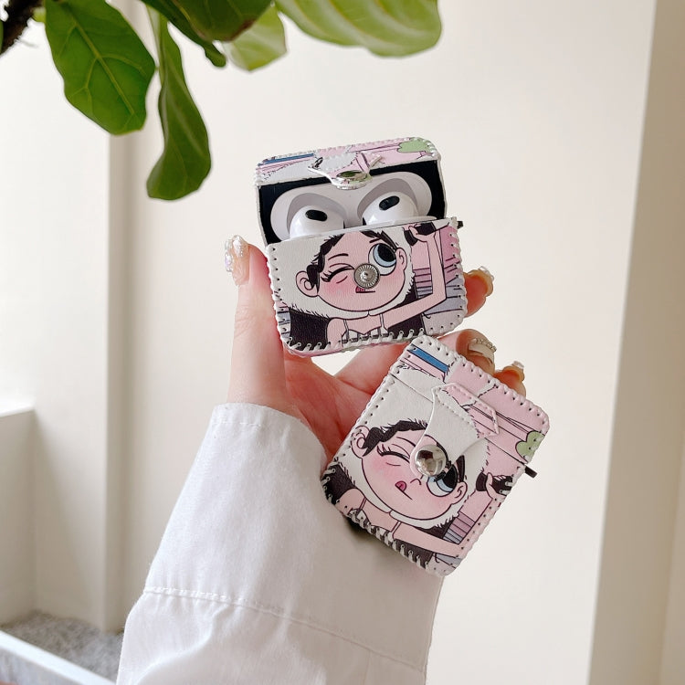 For AirPods 3 Wearing Hat Girl Pattern PU Leather Wireless Earphone Case - For AirPods 3 by PMC Jewellery | Online Shopping South Africa | PMC Jewellery | Buy Now Pay Later Mobicred