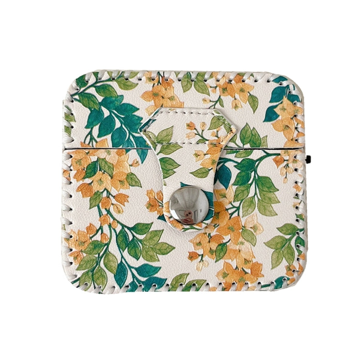 For AirPods Pro PU Leather Wireless Earphone Case(Yellow Flower) - For AirPods Pro by PMC Jewellery | Online Shopping South Africa | PMC Jewellery | Buy Now Pay Later Mobicred