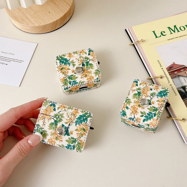 For AirPods Pro 2 PU Leather Wireless Earphone Case(Yellow Flower) - For AirPods Pro 2 by PMC Jewellery | Online Shopping South Africa | PMC Jewellery | Buy Now Pay Later Mobicred