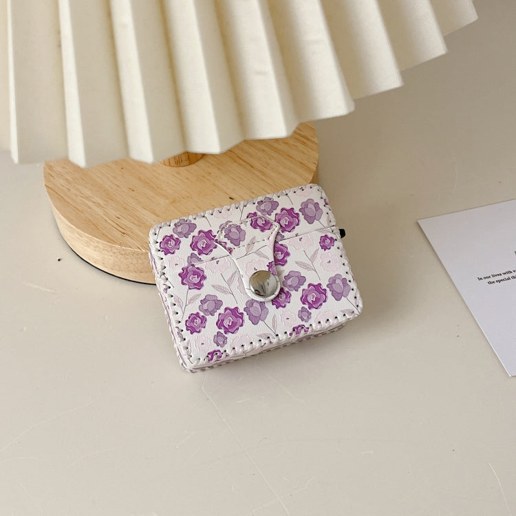 For AirPods Pro 2 PU Leather Wireless Earphone Case(Purple Flowers) - For AirPods Pro 2 by PMC Jewellery | Online Shopping South Africa | PMC Jewellery | Buy Now Pay Later Mobicred