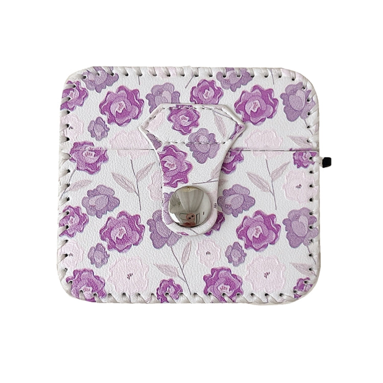 For AirPods 1/2 PU Leather Wireless Earphone Case(Purple Flowers) - For AirPods 1/2 by PMC Jewellery | Online Shopping South Africa | PMC Jewellery | Buy Now Pay Later Mobicred