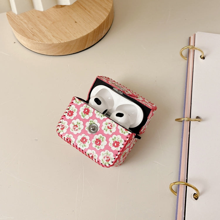 For AirPods 3 PU Leather Wireless Earphone Case(Little Red Flower) - For AirPods 3 by PMC Jewellery | Online Shopping South Africa | PMC Jewellery | Buy Now Pay Later Mobicred