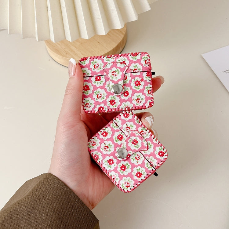 For AirPods 3 PU Leather Wireless Earphone Case(Little Red Flower) - For AirPods 3 by PMC Jewellery | Online Shopping South Africa | PMC Jewellery | Buy Now Pay Later Mobicred