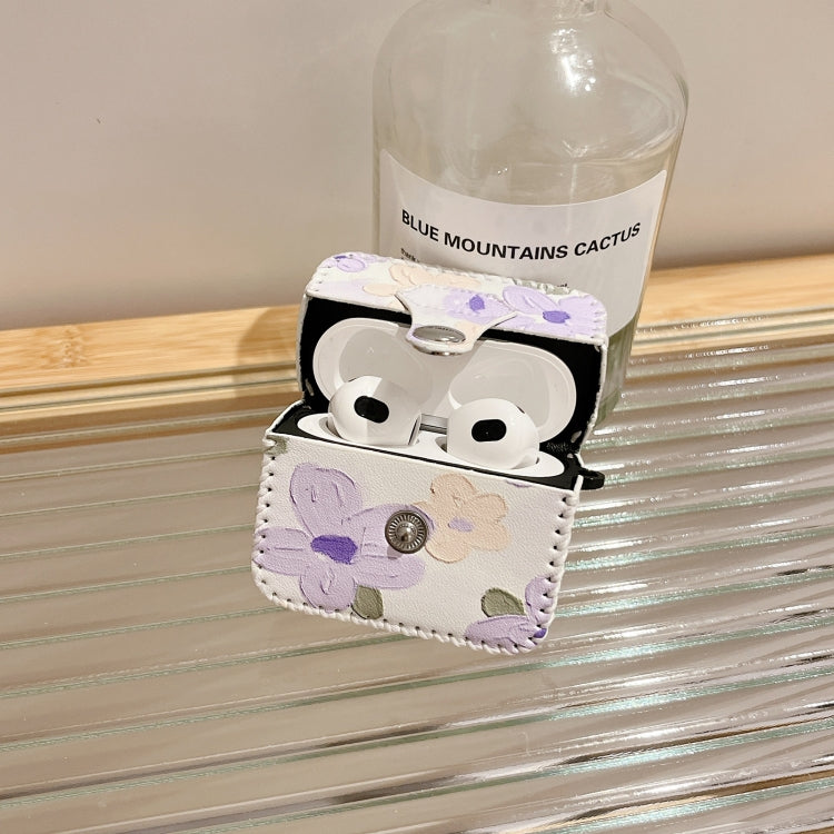 For AirPods 3 PU Leather Wireless Earphone Case(Oil Painting Flowers) - For AirPods 3 by PMC Jewellery | Online Shopping South Africa | PMC Jewellery | Buy Now Pay Later Mobicred