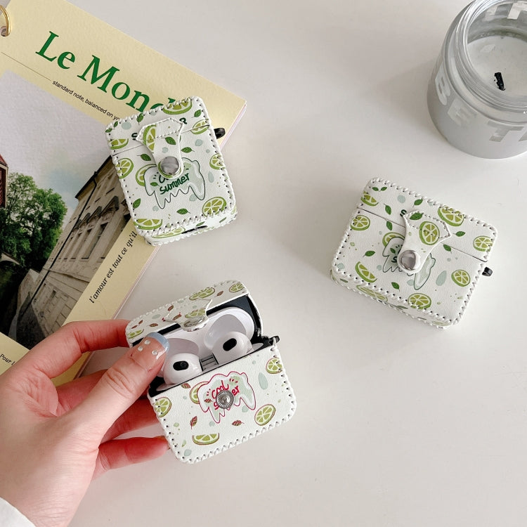 For AirPods 3 PU Leather Wireless Earphone Case(Lemon) - For AirPods 3 by PMC Jewellery | Online Shopping South Africa | PMC Jewellery | Buy Now Pay Later Mobicred