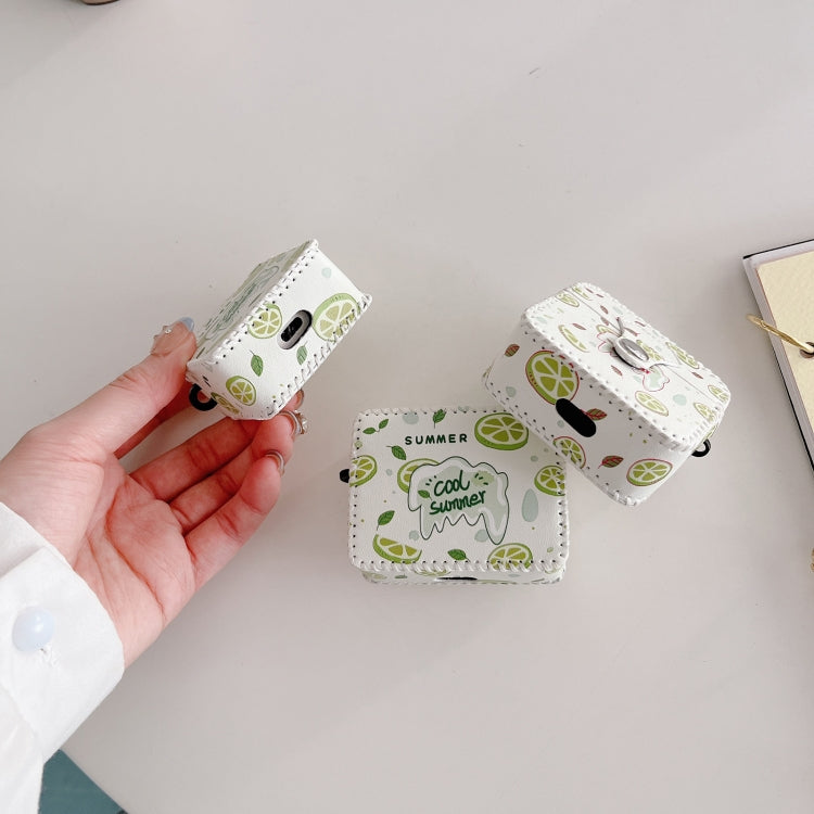 For AirPods 3 PU Leather Wireless Earphone Case(Lemon) - For AirPods 3 by PMC Jewellery | Online Shopping South Africa | PMC Jewellery | Buy Now Pay Later Mobicred