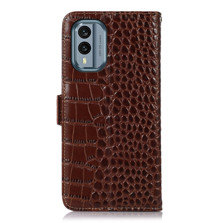 For Nokia X30 5G Crocodile Top Layer Cowhide Leather Phone Case(Brown) - Nokia Cases by PMC TechLife | Online Shopping South Africa | PMC TechLife | Buy Now Pay Later Mobicred