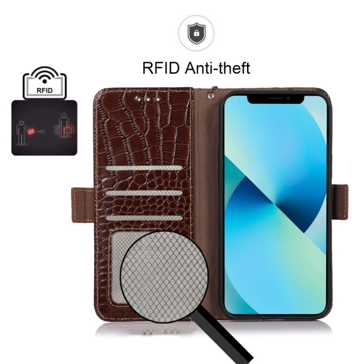 For Honor 80 Crocodile Top Layer Cowhide Leather Phone Case(Brown) - Honor Cases by PMC TechLife | Online Shopping South Africa | PMC TechLife | Buy Now Pay Later Mobicred