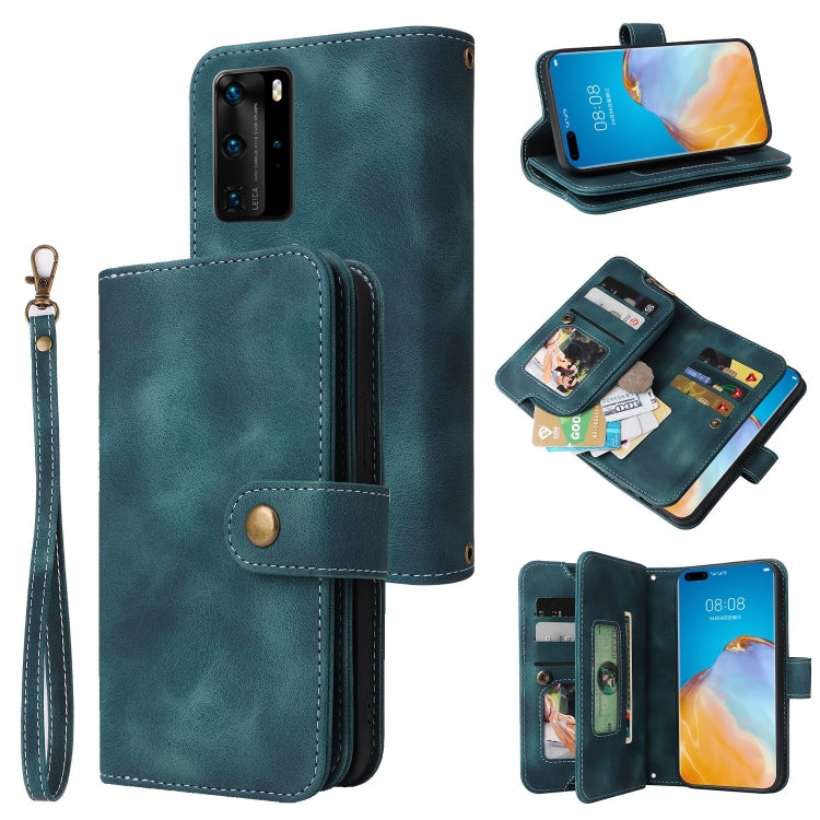 For Huawei P40 Pro Multifunctional Card Slot Zipper Wallet Leather Phone Case(Blue) - Huawei Cases by PMC TechLife | Online Shopping South Africa | PMC TechLife | Buy Now Pay Later Mobicred