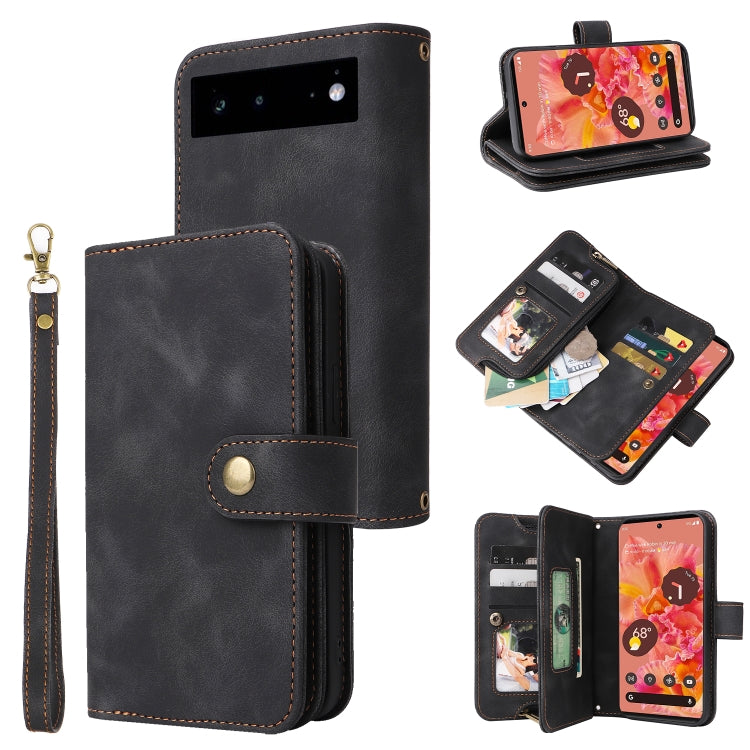 For Google Pixel 6 Pro Multifunctional Card Slot Zipper Wallet Leather Phone Case(Black) - Google Cases by PMC TechLife | Online Shopping South Africa | PMC TechLife | Buy Now Pay Later Mobicred
