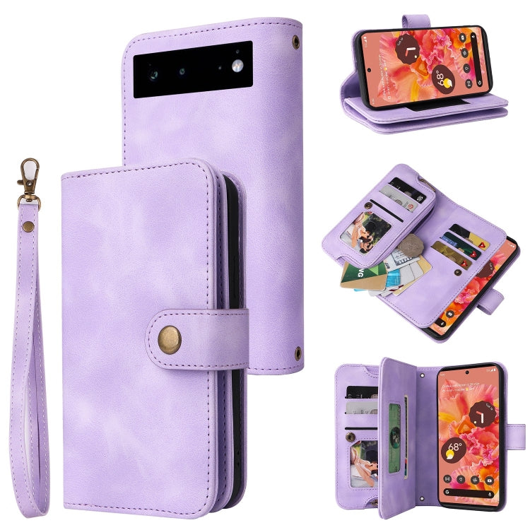 For Google Pixel 6 Pro Multifunctional Card Slot Zipper Wallet Leather Phone Case(Purple) - free shipping - PMC TechLife - Order now!