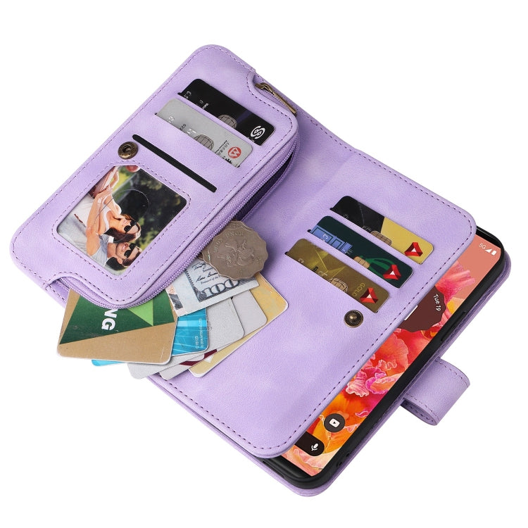 For Google Pixel 6 Pro Multifunctional Card Slot Zipper Wallet Leather Phone Case(Purple) - free shipping - PMC TechLife - Order now!