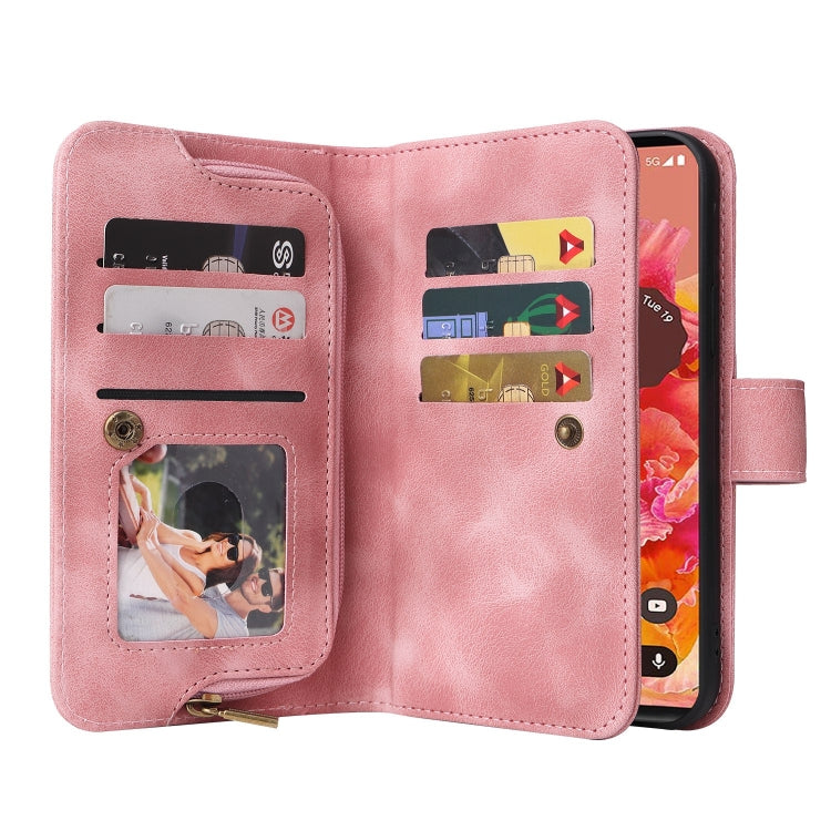 For Google Pixel 6 Pro Multifunctional Card Slot Zipper Wallet Leather Phone Case(Rose Gold) - Google Cases by PMC TechLife | Online Shopping South Africa | PMC TechLife | Buy Now Pay Later Mobicred