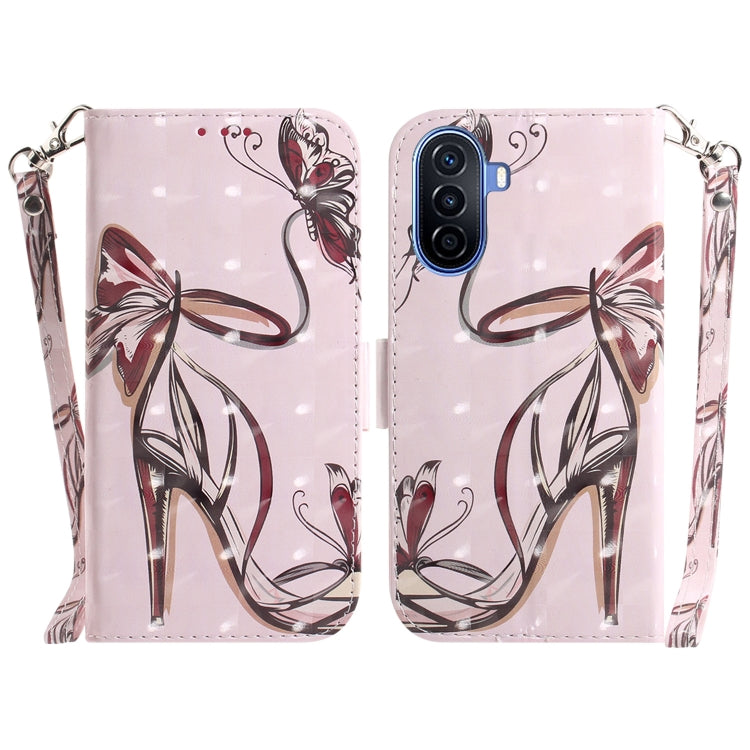 For Huawei nova Y70 Plus 3D Colored Pattern Flip Leather Phone Case(Butterfly High-heeled) - Huawei Cases by PMC TechLife | Online Shopping South Africa | PMC TechLife