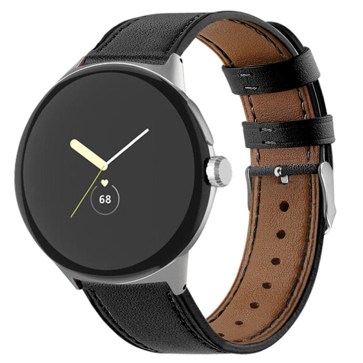 For Google Pixel Watch 1 / 2 / 3 41mm Round Tail Genuine Leather Watch Band(Black) - free shipping - PMC TechLife - Order now!