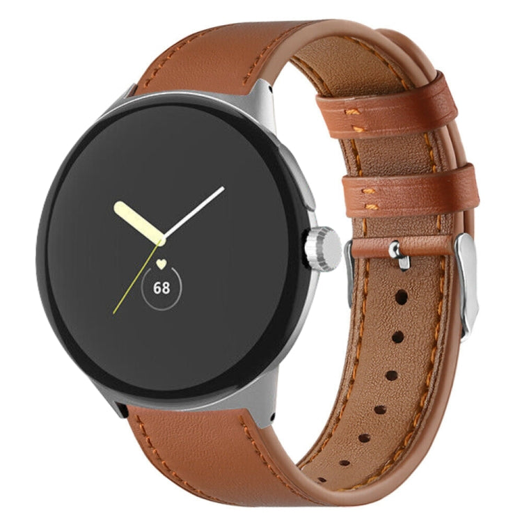 For Google Pixel Watch 1 / 2 / 3 41mm Round Tail Genuine Leather Watch Band(Brown) - free shipping - PMC TechLife - Order now!