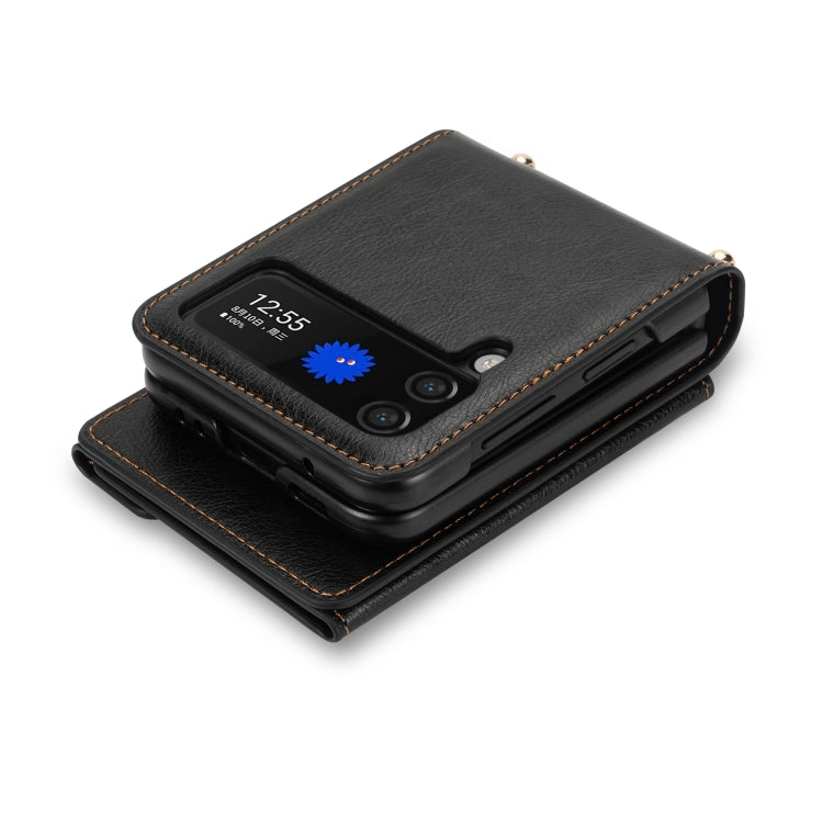 For Samsung Galaxy Z Flip3 5G N.BEKUS Side Zipper Folding Phone Leather Case(Black) - Galaxy Phone Cases by N.BEKUS | Online Shopping South Africa | PMC TechLife | Buy Now Pay Later Mobicred