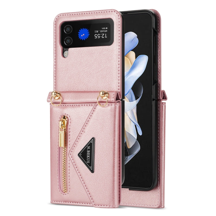 For Samsung Galaxy Z Flip4 N.BEKUS Side Zipper Folding Phone Leather Case(Pink) - Galaxy Z Flip4 5G Cases by N.BEKUS | Online Shopping South Africa | PMC TechLife