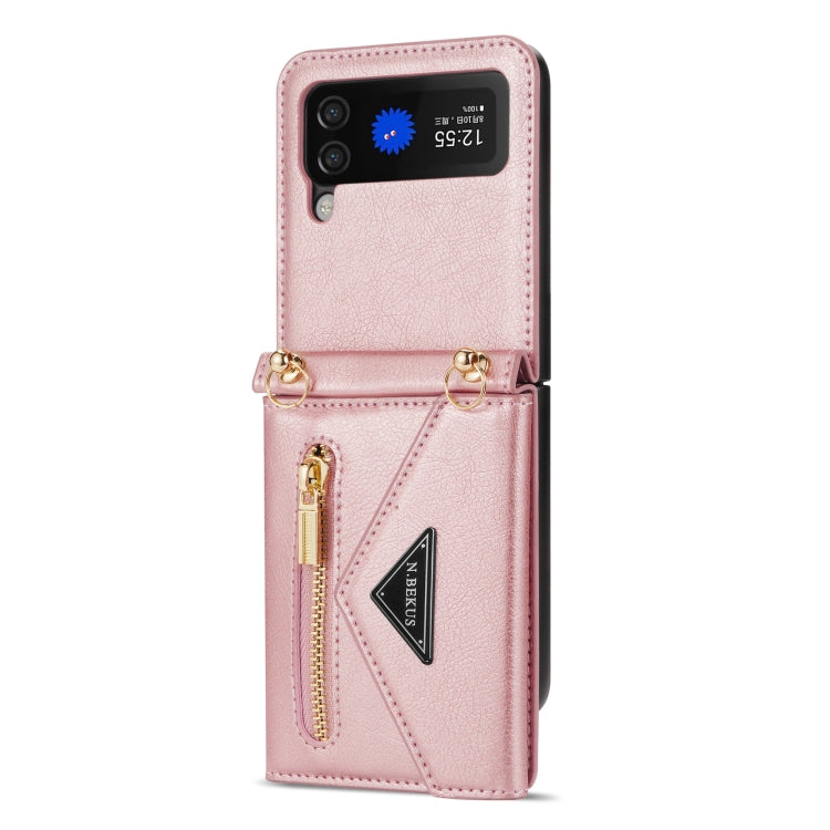 For Samsung Galaxy Z Flip4 N.BEKUS Side Zipper Folding Phone Leather Case(Pink) - Galaxy Z Flip4 5G Cases by N.BEKUS | Online Shopping South Africa | PMC TechLife