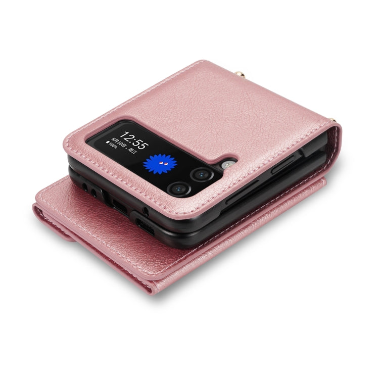 For Samsung Galaxy Z Flip4 N.BEKUS Side Zipper Folding Phone Leather Case(Pink) - Galaxy Z Flip4 5G Cases by N.BEKUS | Online Shopping South Africa | PMC TechLife