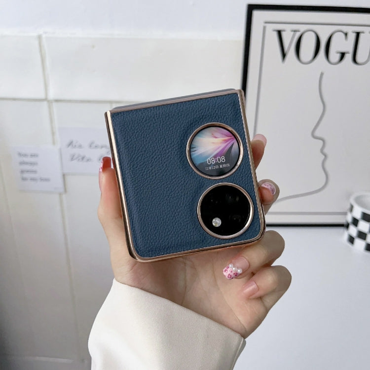 For Huawei P50 Pocket Nano Electroplating Genuine Leather Phone Case(Green) - Huawei Cases by PMC TechLife | Online Shopping South Africa | PMC TechLife | Buy Now Pay Later Mobicred