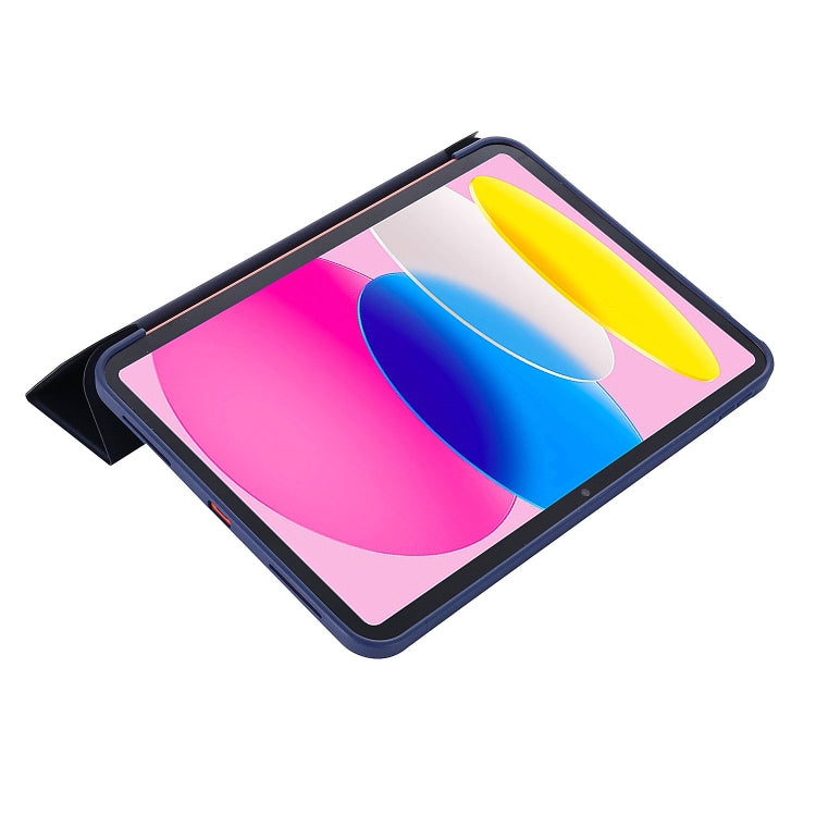 For iPad 10th Gen 10.9 2022 Tri-fold Holder Tablet Leather Case(Dark Blue) - iPad 10th Gen 10.9 Cases by PMC TechLife | Online Shopping South Africa | PMC TechLife