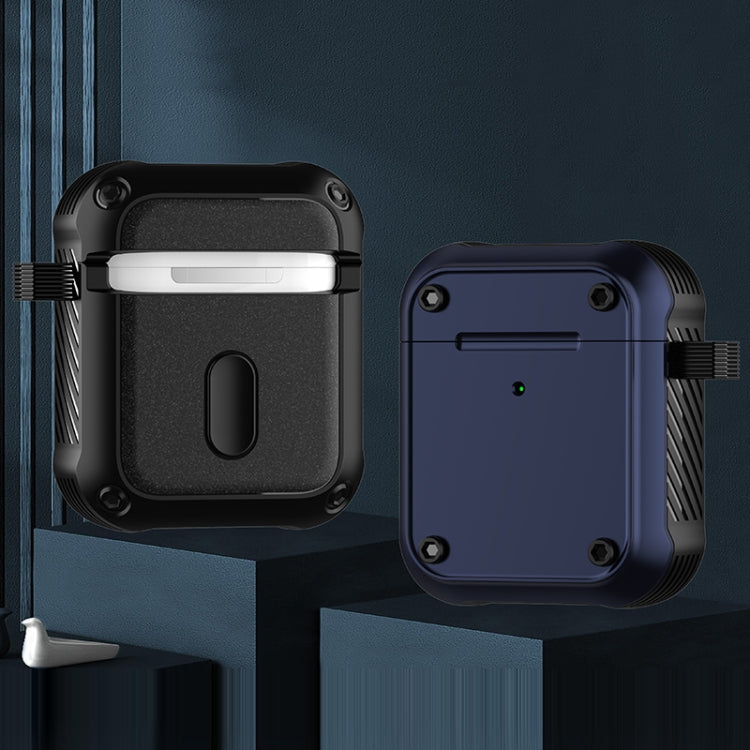 For AirPods 1 / 2 Wing TPU + PC Shockproof Earphone Protective Case(Black Blue) - free shipping - PMC Jewellery - Order now!