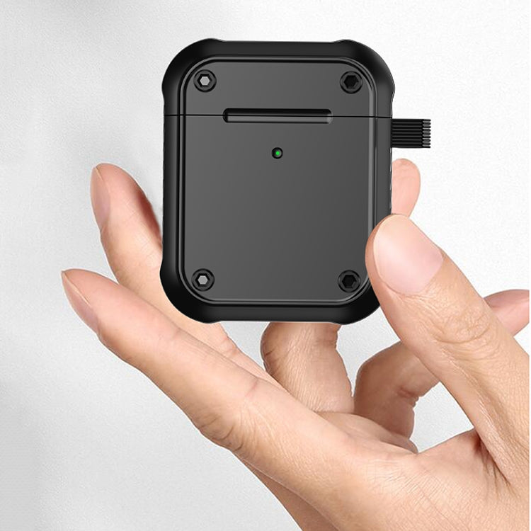 For AirPods 1 / 2 Wing TPU + PC Shockproof Earphone Protective Case(Black) - For AirPods 1/2 by PMC Jewellery | Online Shopping South Africa | PMC Jewellery | Buy Now Pay Later Mobicred