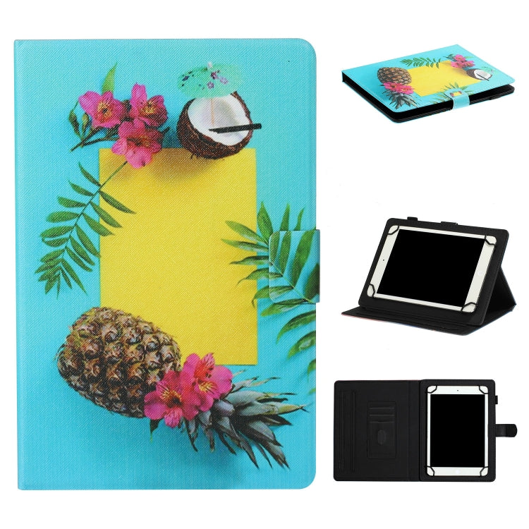 For 10 inch Tablet PC Universal Coloured Drawing Pattern Horizontal Flip Leather Case with Holder & Card Slot(Pineapple) - 10 - 11 inch by PMC TechLife | Online Shopping South Africa | PMC TechLife | Buy Now Pay Later Mobicred