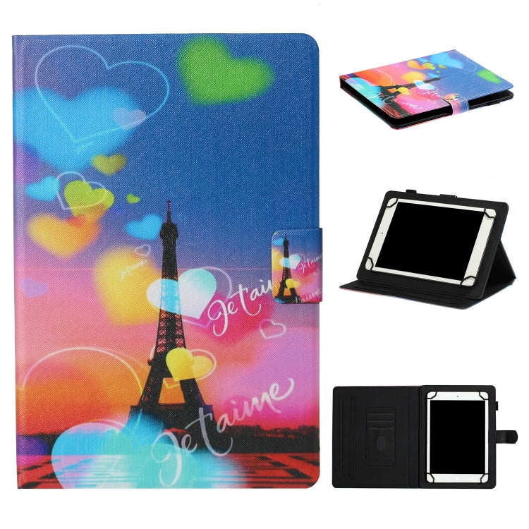 For 10 inch Tablet PC Universal Coloured Drawing Pattern Horizontal Flip Leather Case with Holder & Card Slot(Romantic Tower) - 10 - 11 inch by PMC TechLife | Online Shopping South Africa | PMC TechLife | Buy Now Pay Later Mobicred