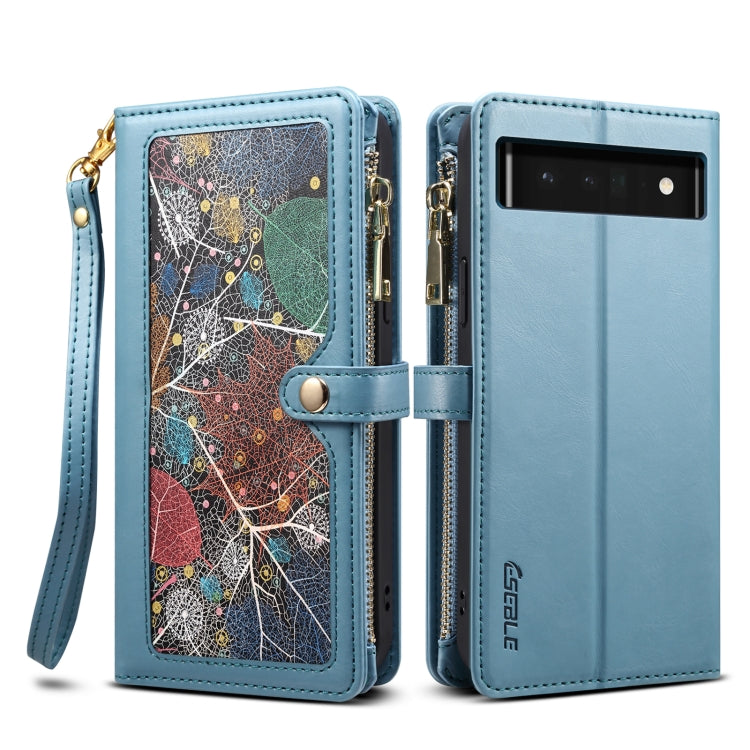 For Google Pixel 6 ESEBLE Star Series Lanyard Zipper Wallet RFID Leather Case(Blue) - Google Cases by ESEBLE | Online Shopping South Africa | PMC TechLife | Buy Now Pay Later Mobicred