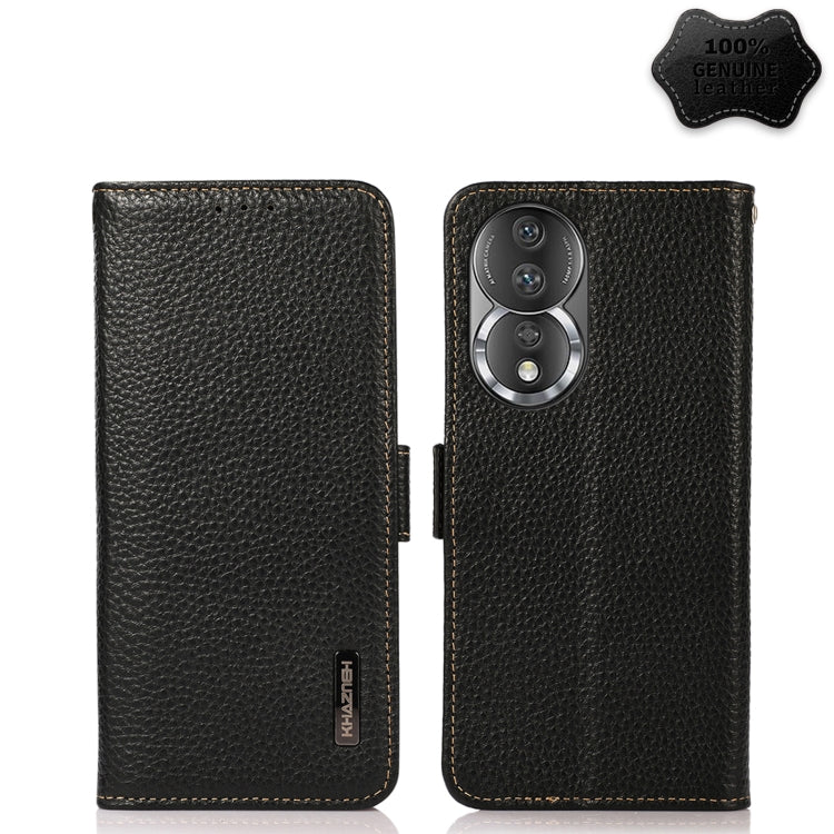 For Honor 80 Pro KHAZNEH Side-Magnetic Litchi Genuine Leather RFID Phone Case(Black) - Honor Cases by PMC TechLife | Online Shopping South Africa | PMC TechLife | Buy Now Pay Later Mobicred