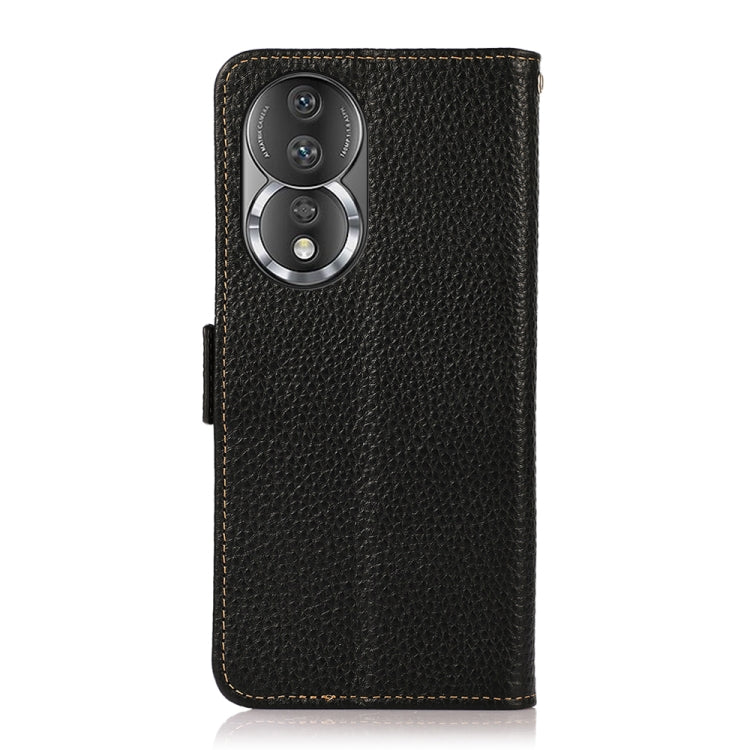 For Honor 80 Pro KHAZNEH Side-Magnetic Litchi Genuine Leather RFID Phone Case(Black) - Honor Cases by PMC TechLife | Online Shopping South Africa | PMC TechLife | Buy Now Pay Later Mobicred