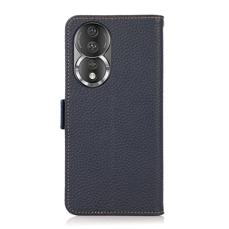 For Honor 80 KHAZNEH Side-Magnetic Litchi Genuine Leather RFID Phone Case(Blue) - Honor Cases by PMC TechLife | Online Shopping South Africa | PMC TechLife | Buy Now Pay Later Mobicred
