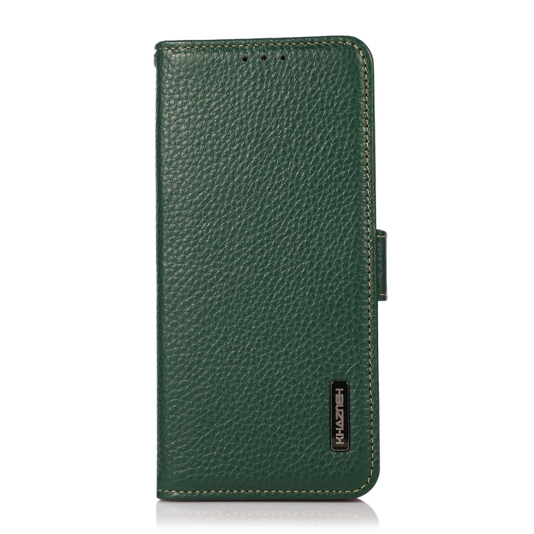 For Nokia C31 KHAZNEH Side-Magnetic Litchi Genuine Leather RFID Phone Case(Green) - Nokia Cases by PMC TechLife | Online Shopping South Africa | PMC TechLife | Buy Now Pay Later Mobicred