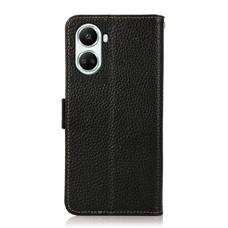 For Huawei nova 10 SE KHAZNEH Side-Magnetic Litchi Genuine Leather RFID Phone Case(Black) - Huawei Cases by PMC TechLife | Online Shopping South Africa | PMC TechLife | Buy Now Pay Later Mobicred