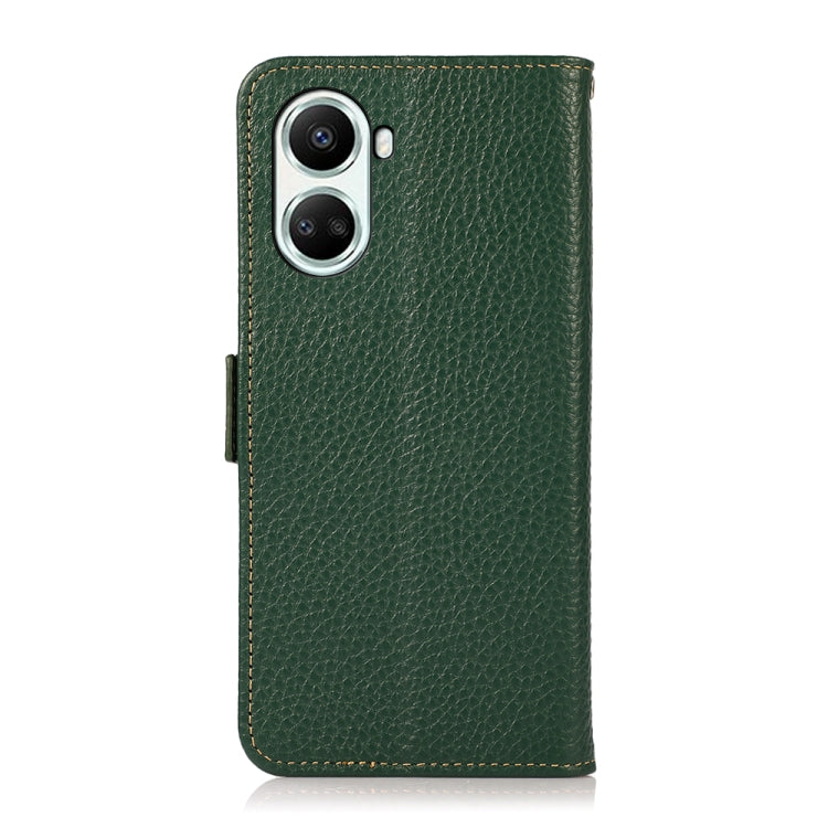 For Huawei nova 10 SE KHAZNEH Side-Magnetic Litchi Genuine Leather RFID Phone Case(Green) - Huawei Cases by PMC TechLife | Online Shopping South Africa | PMC TechLife | Buy Now Pay Later Mobicred