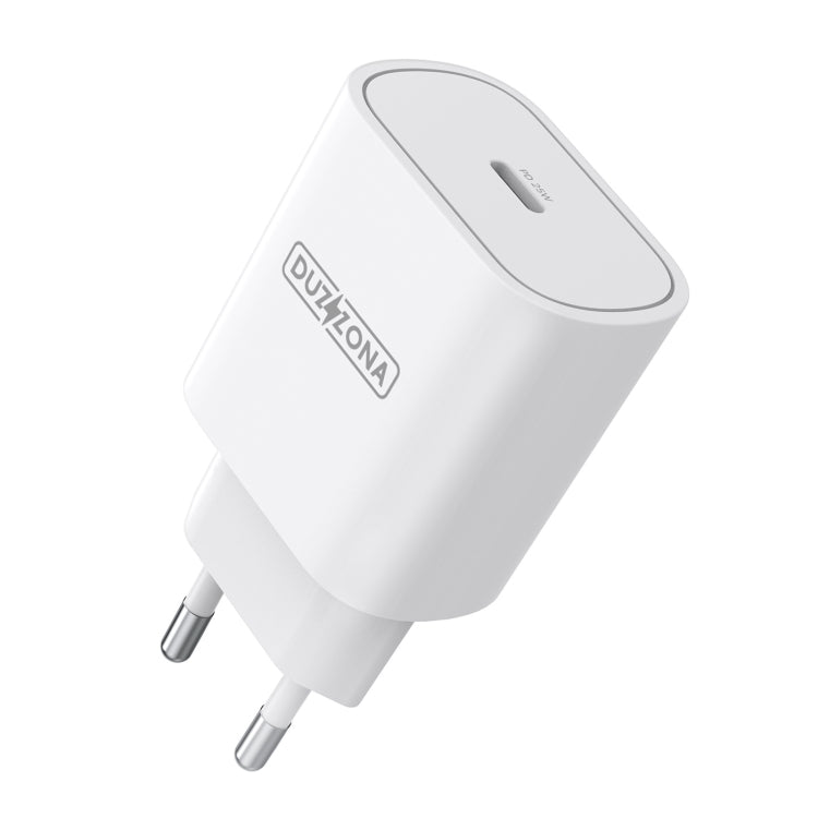 DUZZONA T6 PD 25W USB-C/Type-C Single Port Travel Charger,EU Plug(White) - USB Charger by DUZZONA | Online Shopping South Africa | PMC TechLife | Buy Now Pay Later Mobicred