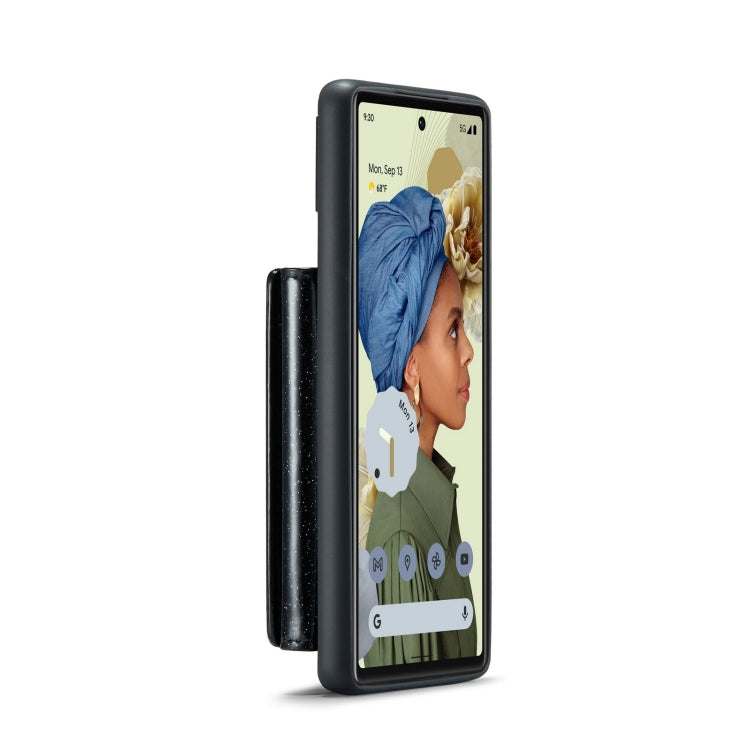 For Google Pixel 6 DG.MING M3 Series Glitter Powder Card Bag Leather Case(Black) - Google Cases by DG.MING | Online Shopping South Africa | PMC TechLife | Buy Now Pay Later Mobicred