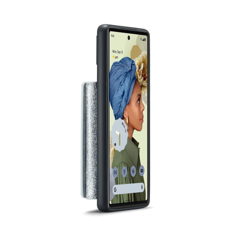 For Google Pixel 6 DG.MING M3 Series Glitter Powder Card Bag Leather Case(Silver) - Google Cases by DG.MING | Online Shopping South Africa | PMC TechLife | Buy Now Pay Later Mobicred