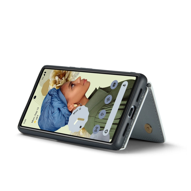 For Google Pixel 6 DG.MING M3 Series Glitter Powder Card Bag Leather Case(Silver) - Google Cases by DG.MING | Online Shopping South Africa | PMC TechLife | Buy Now Pay Later Mobicred