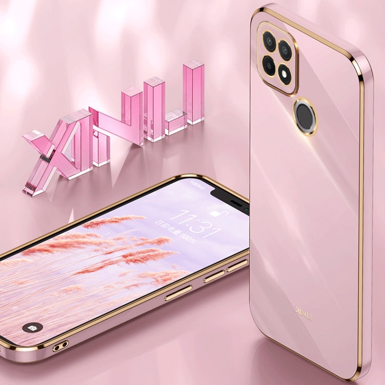 For Realme C21Y XINLI Straight 6D Plating Gold Edge TPU Phone Case(Black) - Realme Cases by PMC TechLife | Online Shopping South Africa | PMC TechLife | Buy Now Pay Later Mobicred