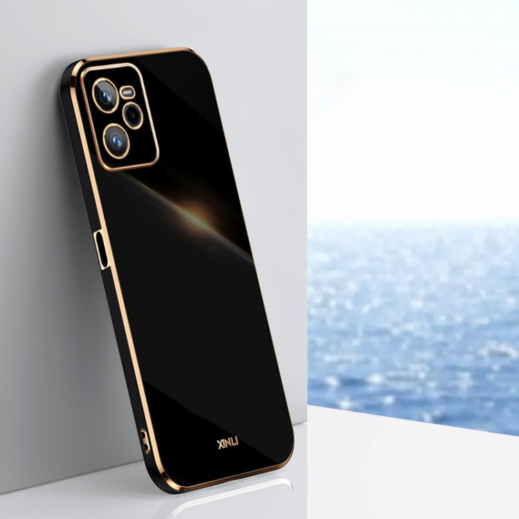 For Realme C35 XINLI Straight 6D Plating Gold Edge TPU Phone Case(Black) - Realme Cases by PMC TechLife | Online Shopping South Africa | PMC TechLife