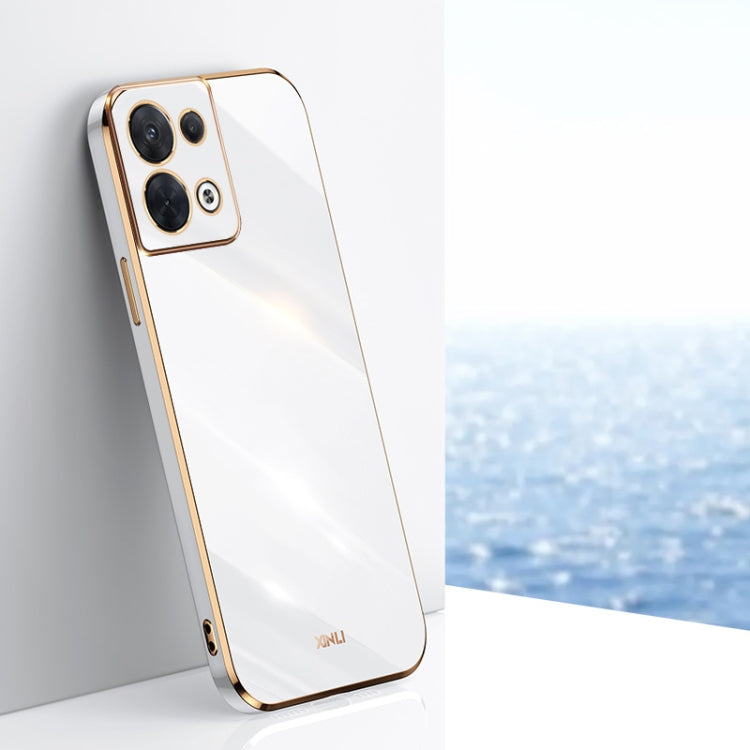For OPPO Reno8 Pro XINLI Straight Edge 6D Electroplate TPU Phone Case(White) - Realme Cases by PMC TechLife | Online Shopping South Africa | PMC TechLife | Buy Now Pay Later Mobicred
