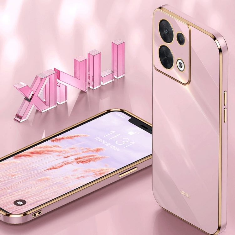 For OPPO Reno8 Pro XINLI Straight Edge 6D Electroplate TPU Phone Case(White) - Realme Cases by PMC TechLife | Online Shopping South Africa | PMC TechLife | Buy Now Pay Later Mobicred